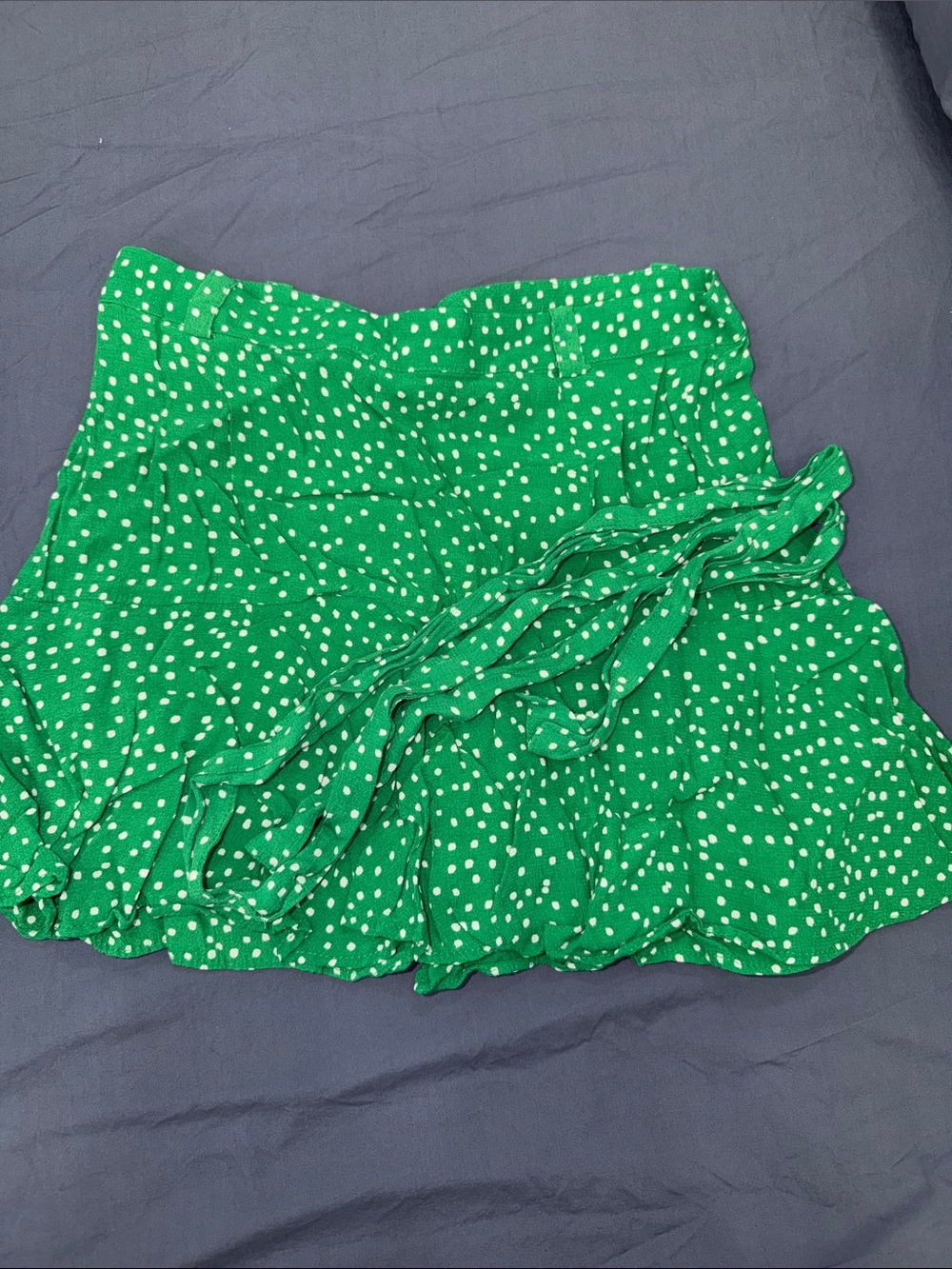 Zara Green Polka Dot Ruffle Mini Skirt